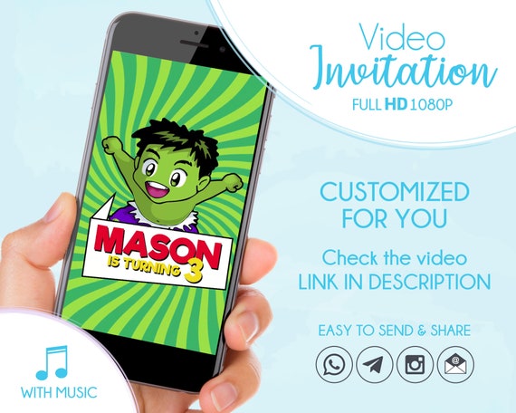 Superhero Birthday Invitation, Baby Hulk Video Invitation, Digital Invitation Superheroes babies Il_570xn