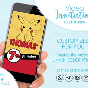 Faire-part personnalisé pour fête d'anniversaire Pokémon