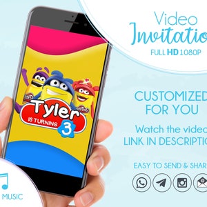 Invito di compleanno animato Play Doh, invito personalizzato ispirato a Play-Doh