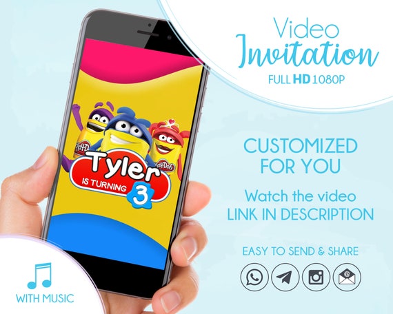 Play Doh Animated Birthday Invitation, Personalized Invite Play-Doh Inspired Il_570xn