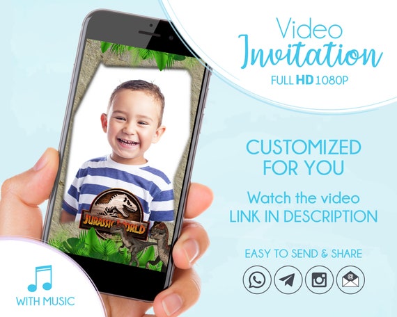 Jurassic World Birthday Party Invitation, Camp Cretaceous Animated Invite With or Without photo Il_570xn