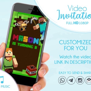 Custom Pixelated Party Invitation, Video Game Theme Birthday Invite