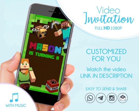 Custom Pixelated Party Invitation, Video Game Theme Birthday Invite Il_570xn