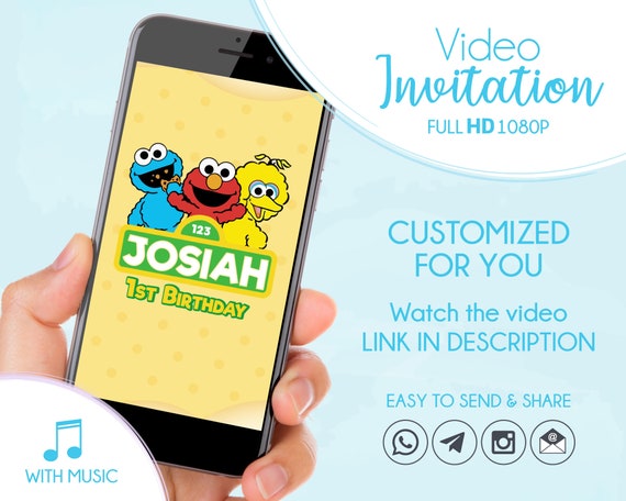 Video Invitation 1st Birthday Party, Baby Birthday Invitation, Personalized Birthday Invitation for Kids Il_570xn