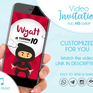 Ninja animierte Geburtstagseinladung, personalisierte Ninja Party Video Einladung