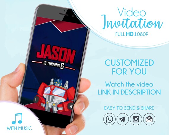 Transformers Birthday Party Digital Invitation, Rescue Bots Animated Invite Il_570xn
