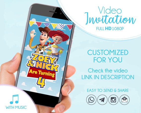 Toy Story Birthday Video Invitation, Customized digital invitation, Toy Story Party Il_570xn