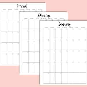 2023 Calendar Template 8.5 x 11 inches Vertical Monthly Printable Desk Wall Calendar Print Ready Transparent Background PDF INSTANT DOWNLOAD