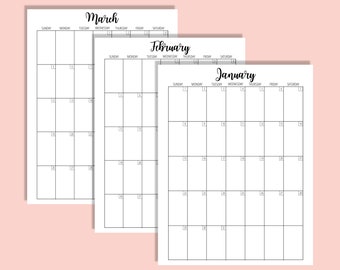 2023 Calendar Template 8.5 x 11 inches Vertical Monthly Printable Desk Wall Calendar Print Ready Transparent Background PDF INSTANT DOWNLOAD