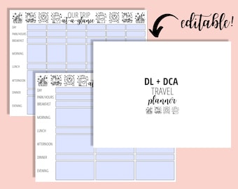 EDITABLE Disneyland Vacation Planner California DLR Travel Trip Planner At-A-Glance California Adventure Itinerary PDF Instant Download