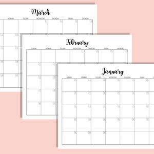 2023 Calendar Template 8.5 x 11 inches Horizontal Monthly Printable Desk Wall Calendar Print Ready Transparent Background PDF PNG