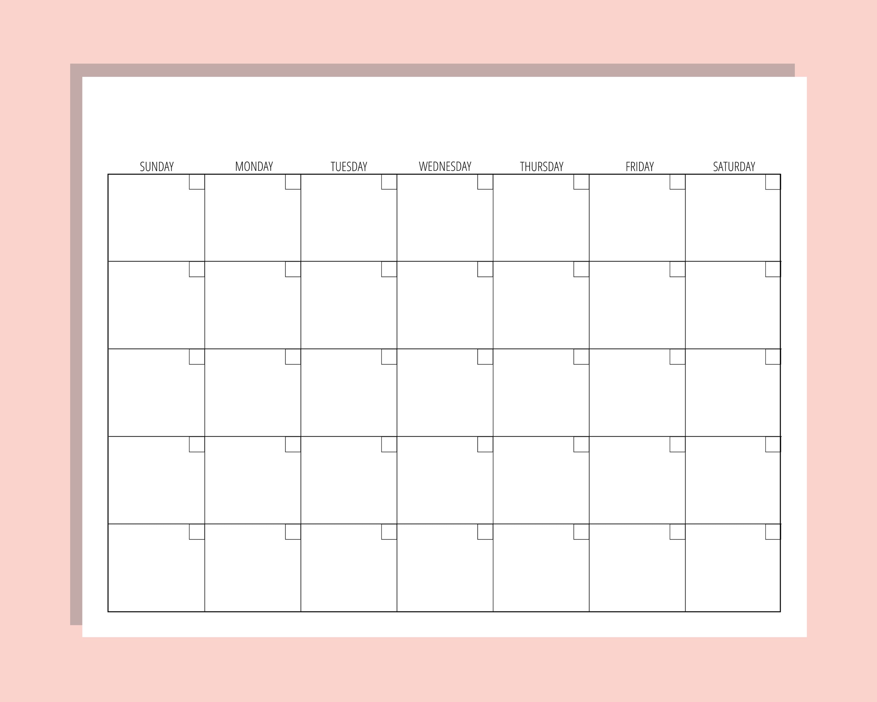 Blank Calendar Template 8.5 X 11 Inches Horizontal Vertical Monthly