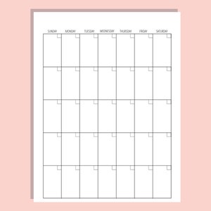 May include: A black and white weekly planner with the days of the week labeled at the top: Sunday, Monday, Tuesday, Wednesday, Thursday, Friday, Saturday.