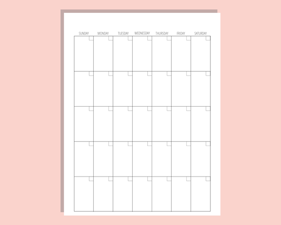 Blank Calendar Template 8.5 X 11 Inches Horizontal Vertical Monthly  Printable Desk Wall Calendar Print Ready Transparent Background PDF PNG -  Etsy