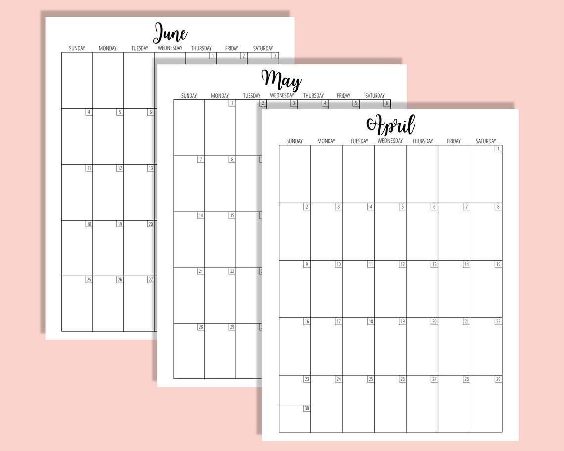 2023 Calendar 8 5 X 11 2023 Calendar Template 8.5 x 11 inches Vertical Monthly Etsy