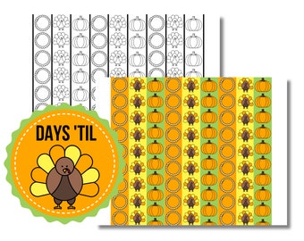 Thanksgiving Countdown Paper Chain Thanksgiving Garland Thanksgiving Activity for Kids Turkey Day Harvest Fall Thanksgiving Printable PDF