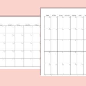 Blank Calendar Template 8.5 x 11 inches Horizontal Vertical Monthly Printable Desk Wall Calendar Print Ready Transparent Background PDF PNG