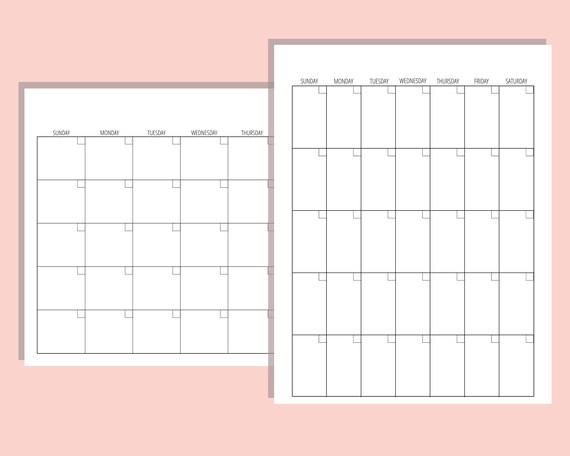 Blank Calendar Template 8.5 X 11 Inches Horizontal Vertical Monthly Printable Desk Wall Calendar Print Ready Transparent Background PDF PNG - Etsy Blank Calendar Template 8.5 X 11 Inches Horizontal Vertical Monthly Printable Desk Wall Calendar Print Ready Transparent Background PDF PNG - Etsy