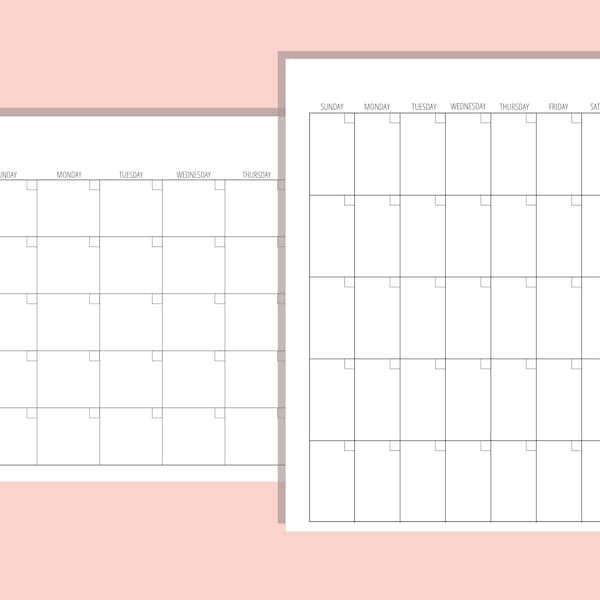 Blank Monthly Calendar Pdf Vertical - Etsy