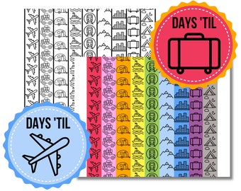 Family Trip Countdown Paper Chain Travel Garland Trip Activity for Kids Trip Countdown Coloring Activity Fun Easy Printable PDF