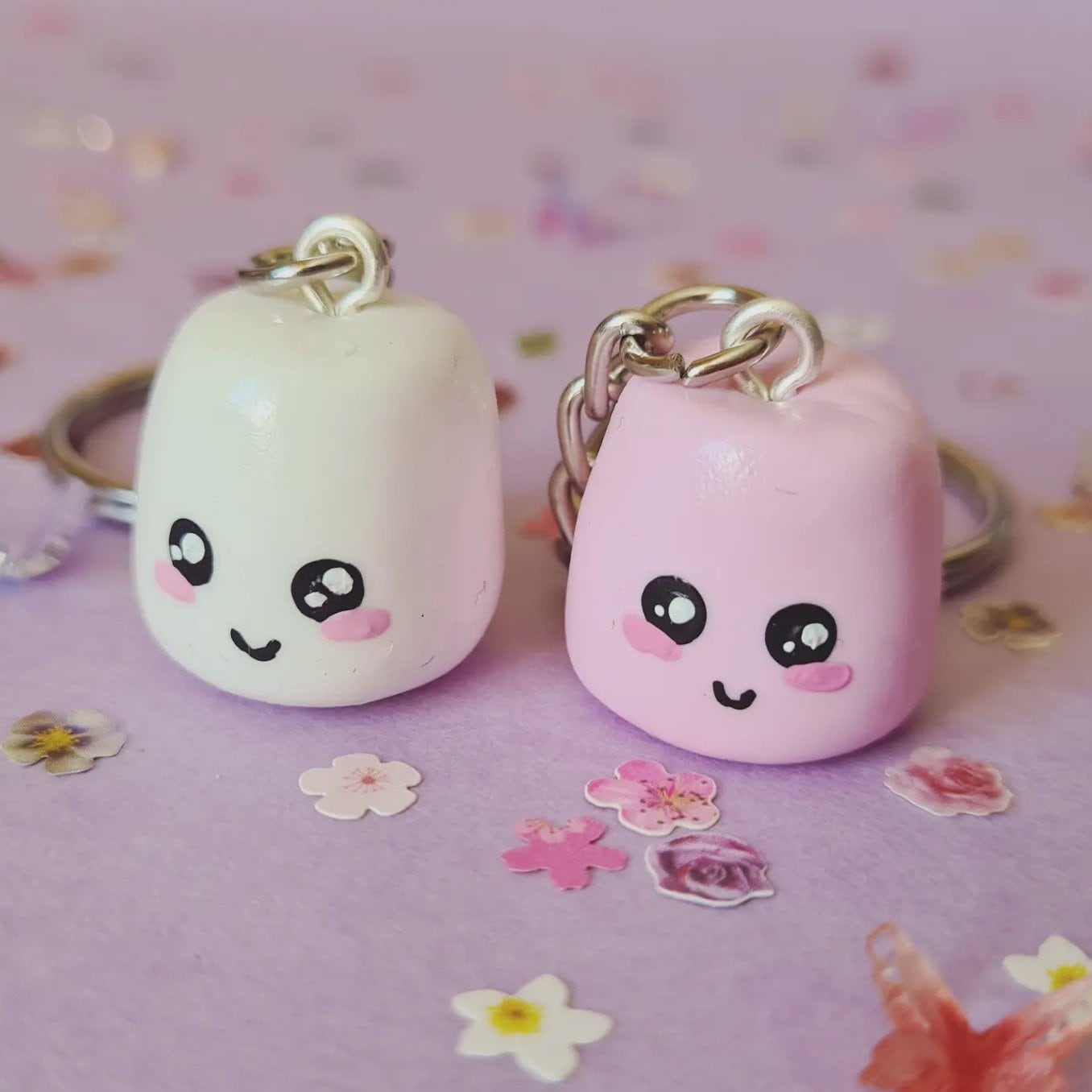 ONE Kawaii Marshmallow, Polymer Clay Keychain, White Marshmallow, Pink  Marshmallow, Toasted Marshmallow, 