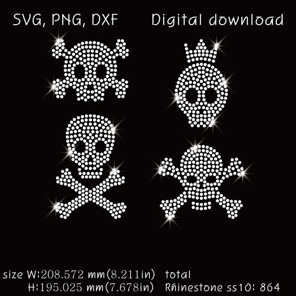 mini skulls, download, ss10 rhinestone templates, svg, png, dxf