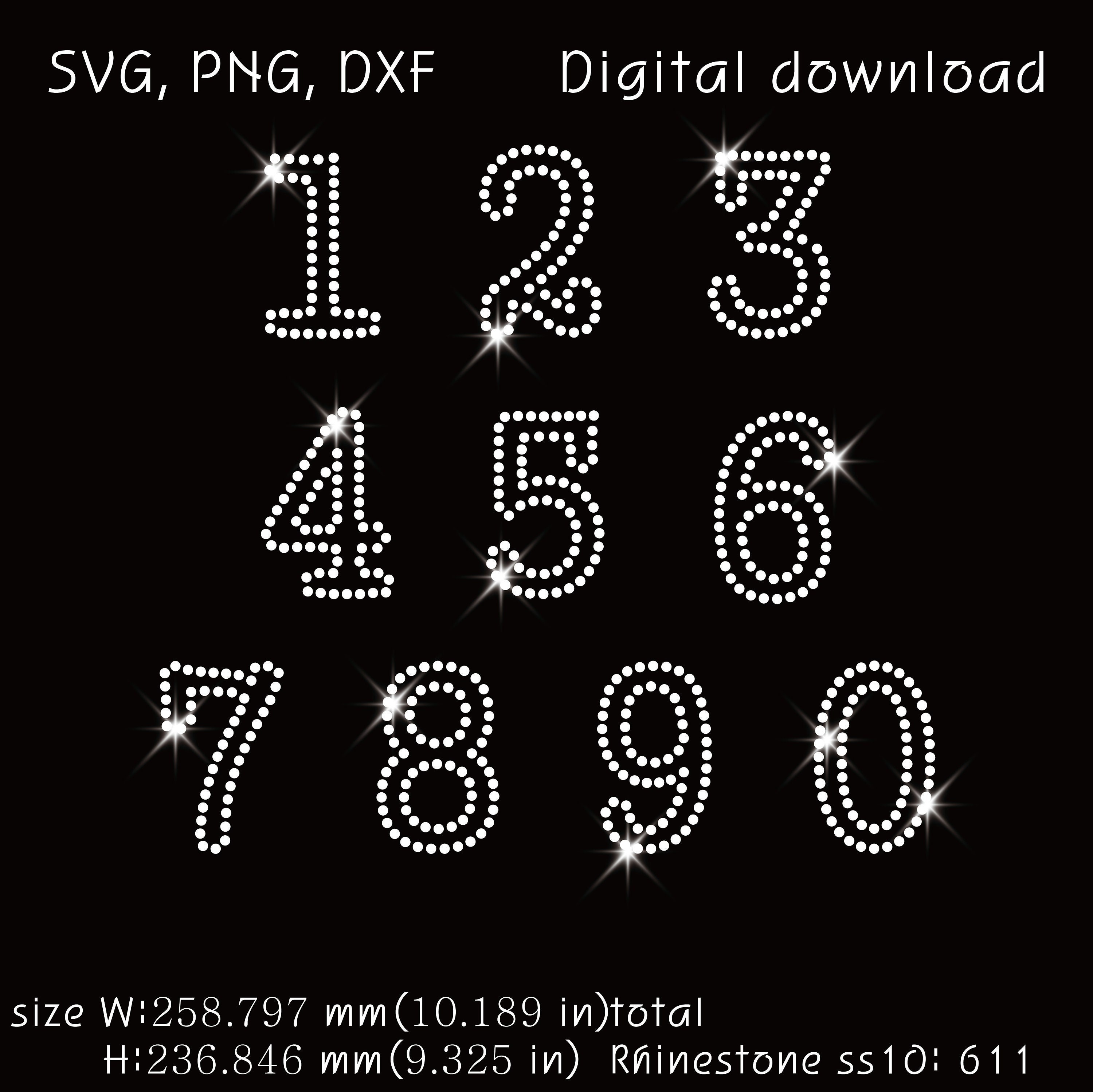 Numbers Download, Rhinestone Templates Ss10, Svg, Png, Dxf - Etsy