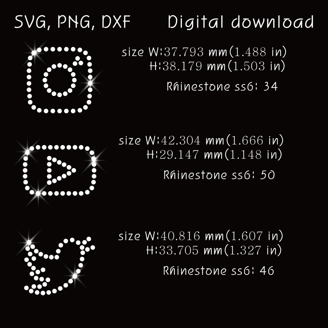 Rhinestone Racket Icon Small Icon Download, Ss6 Rhinestone Templates , Svg, Png, Dxf - Etsy