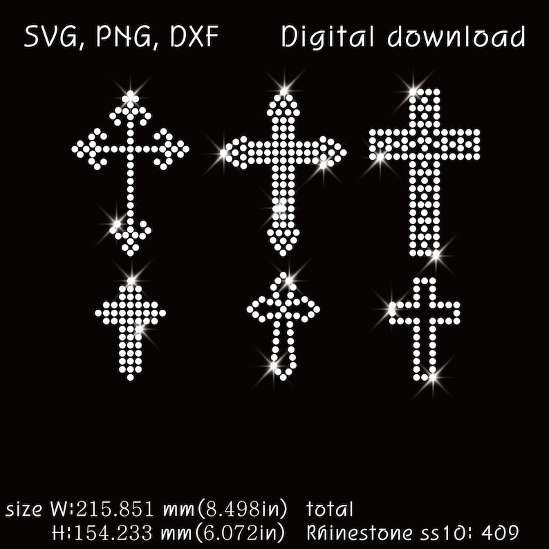 Mini Crosses, Download, Ss10 Rhinestone Templates, Svg, Png, Dxf - Etsy
