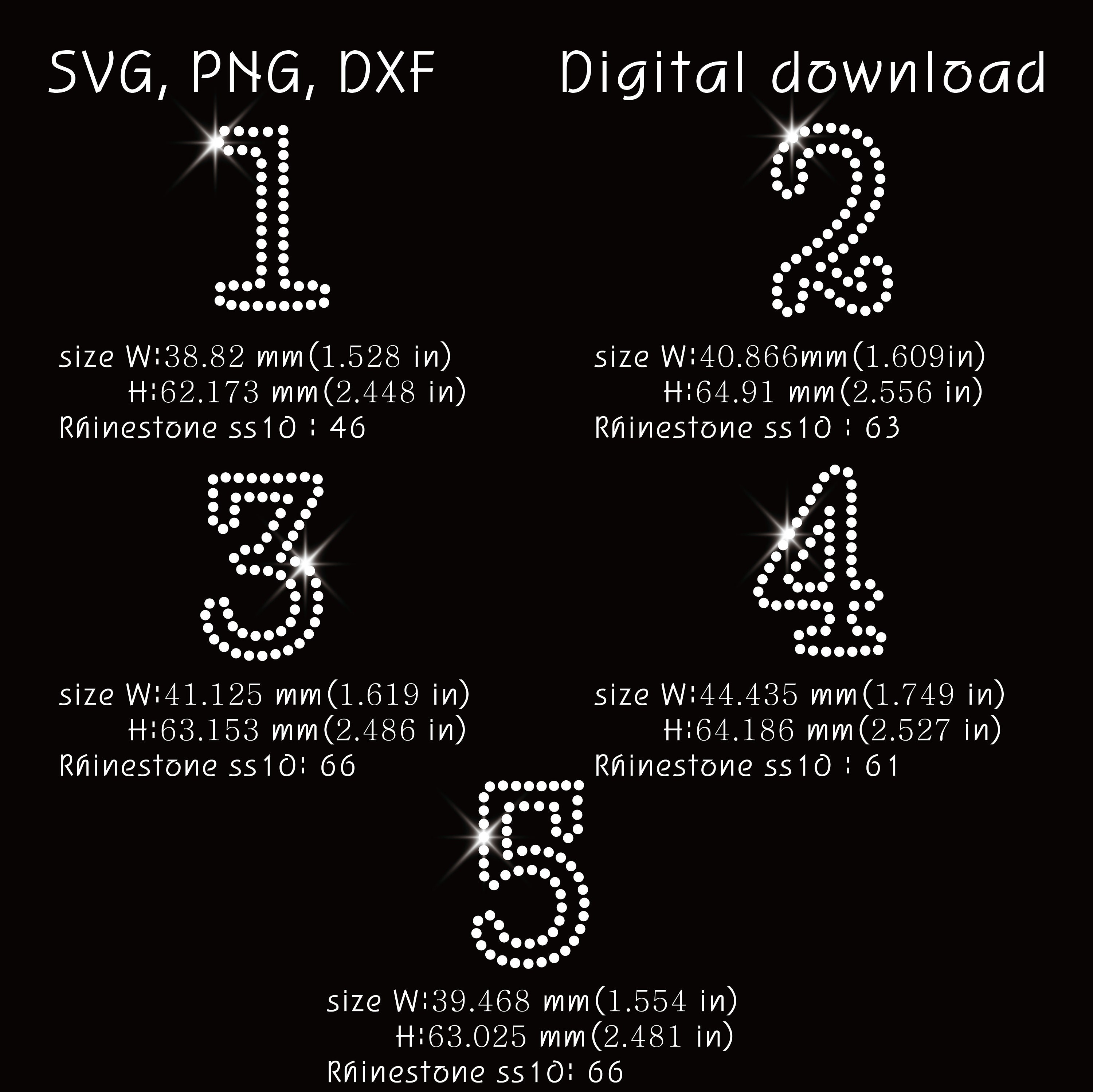 Numbers Download, Rhinestone Templates Ss10, Svg, Png, Dxf - Etsy