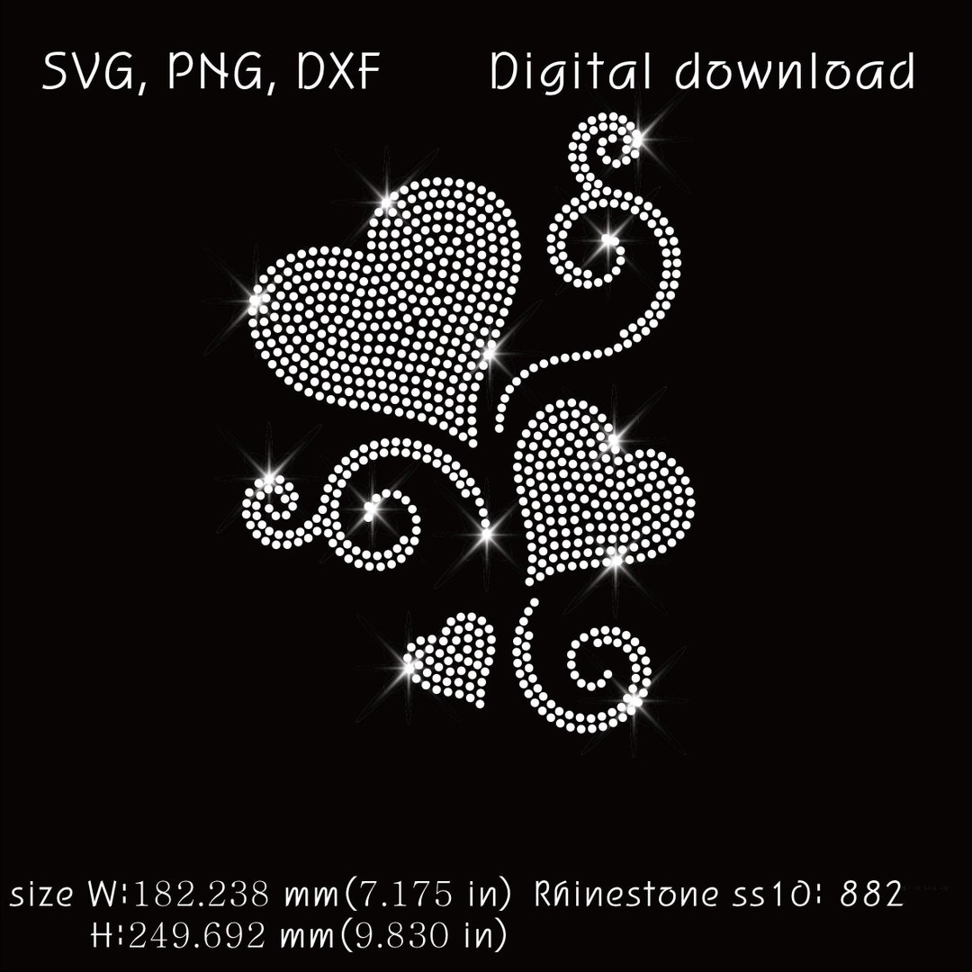 Heart Vector Rhinestone Heart Leaf, Download, Rhinestone Templates, Svg, Png, Dxf - Etsy