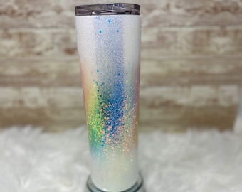 Opal Einhorn Burst Tumbler | Glitzer Becher | Personalisierter Glitzer Becher | Glitzer Becher personalisiert | Einhorn Becher