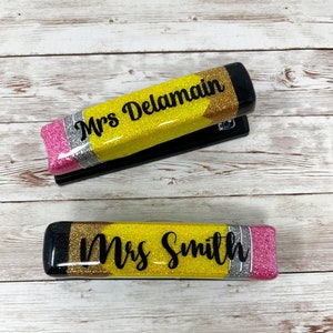 Custom Pencil Name Glitter Stapler | Vintage Pencil Teacher Stapler Gift For Christmas