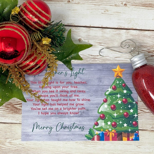 INSTANT DOWNLOAD Light of TEACHER - Gifts Friends Labels Ornament Exchange Bulb School Holiday Printables Teaching Christmas tags