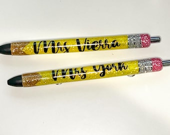 "Personalisierte benutzerdefinierte ""Bleistift"" Lehrer Stift | Nachfüllbarer personalisierter Glitzer-Stift | Paper Mate InkJoy Gelstift | Weihnachtsgeschenk für Lehrer