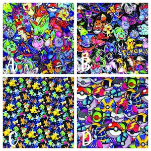 Puede incluir: Un collage de cuatro dise&ntilde;os diferentes con personajes de Pok&eacute;mon. El primer dise&ntilde;o presenta una variedad de personajes de Pok&eacute;mon sobre un fondo colorido. El segundo dise&ntilde;o presenta personajes de Pok&eacute;mon sobre un fondo negro con estrellas. El tercer dise&ntilde;o presenta un patr&oacute;n repetitivo de personajes de Pok&eacute;mon sobre un fondo negro con estrellas. El cuarto dise&ntilde;o presenta un patr&oacute;n repetitivo de Pok&eacute; Balls sobre un fondo negro con estrellas.