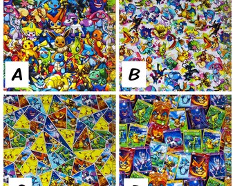 Pokemon Stoff | Baumwoll Lycra Tumbler Schnitte - 9 "x 14"
