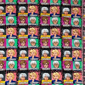 Golden Girls Fabric Cotton Lycra Tumbler Cuts