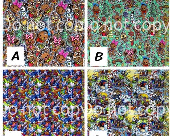 Stoff Baumwolle Becherschnitte - 21x40 cm - Baumwolle Lycra | Weihnachts-| Disney Mickey Mouse Urlaub Lebkuchen | Wichtel | Sandy Claus | Nbc