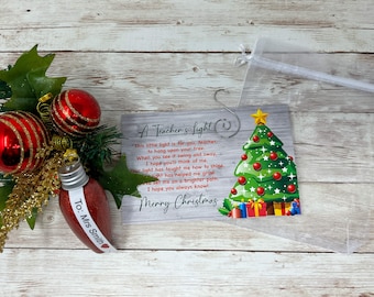 Personalisiertes Geschenk für Lehrer | Eine leichte Weihnachtsverzierung des Lehrers mit Gedicht | Lehrer-Weihnachtsverzierung | Weihnachtsgeschenk