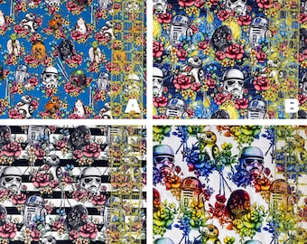 Stoff Baumwolle Lycra Tumbler Schnitte - 9 "x 14" | Krieg der Sterne | Jedi | Baby Yoda | Grogu | Blumenkriege