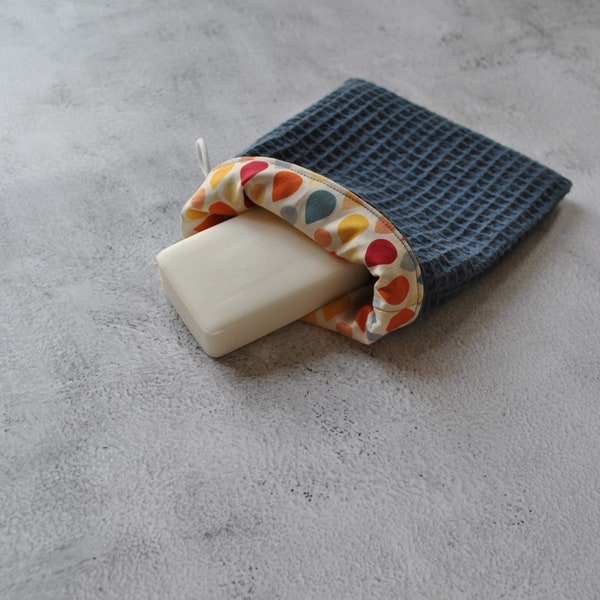 Washcloth / dishcloth / cloth / waffle pique cotton / sustainable / mustard blue light gray / zero waste