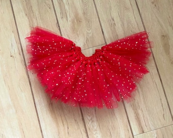 Baby Girl Toddler Red Sparkle Red Glitter Tutu Baby Sparkly Love Valentines Day Christmas tutu- Christmas outfit - Christmas red party tutu