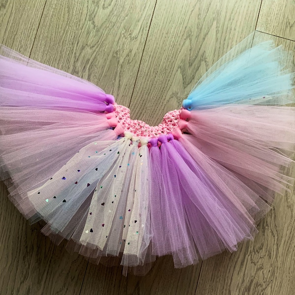 Baby girl toddler pastel rainbow mermaid unicorn inspired sparkle rainbow dress up tutu skirt- birthday cake smash tutu- birthday tutu