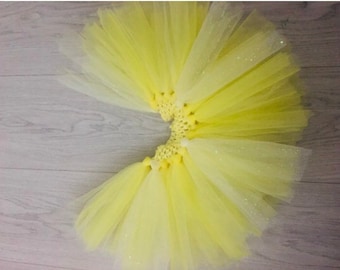 Baby girl toddler Easter yellow sparkle glitter sparkle tutu spring sunshine tutu princess belle inspired tutu skirt size 0-10