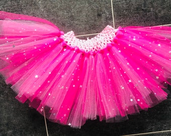 Baby Girl Toddler Pink Sparkle Bright Pink Glitter Tutu Baby Sparkly Ballerina cake smash birthday pink sparkle  tutu