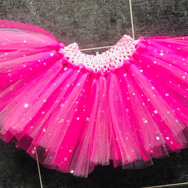 Baby Girl Toddler Pink Sparkle Bright Pink Glitter Tutu Baby Sparkly Ballerina cake smash birthday pink sparkle  tutu