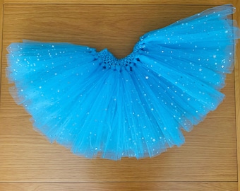 Princess Elsa inspired Blue SparkleSnowflake ice queen fairy Tutu skirt handmade blue glitter tutu toddler Baby