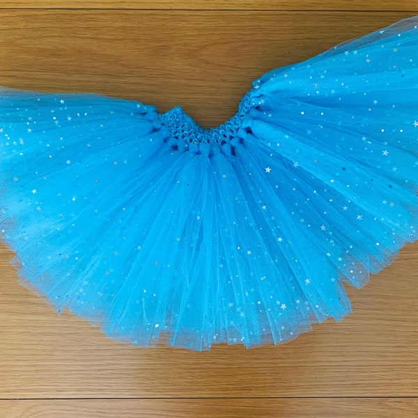 Princess Elsa inspired Blue SparkleSnowflake ice queen fairy Tutu skirt handmade blue glitter tutu toddler Baby