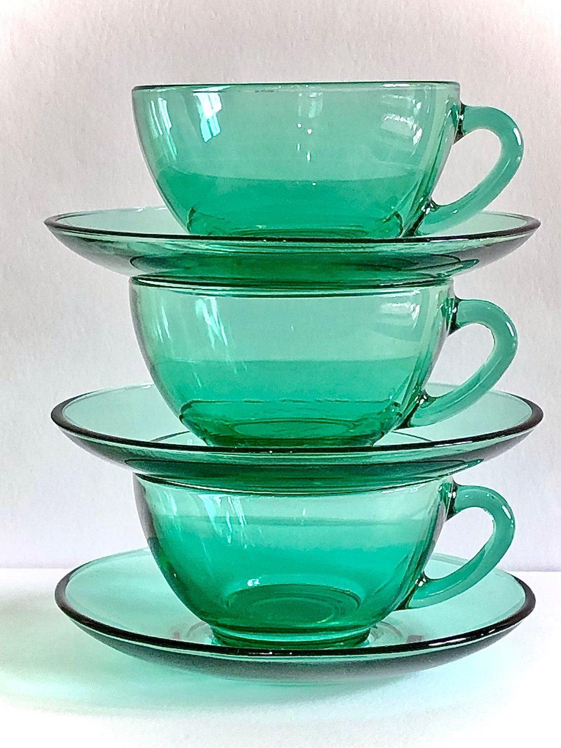 Arcoroc green glass demitasse coffee cups. 6 vintage cups and Etsy